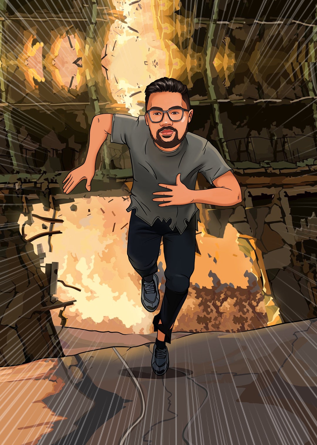 Personalized Action Scene Cartoon Portrait | Custom Comic Book Style ...