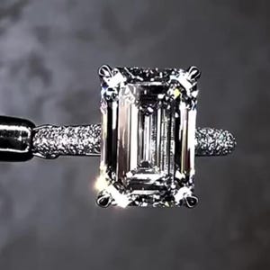 5 CT Emerald Cut Moissanite Engagement Ring Emerald Cut Ring Moissanite Wedding Ring Double Halo Emerald Cut Ring Anniversary Ring