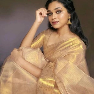 Indian Traditional Banarasi Soft Tissue Silk Saree in Natural Floral Zari Design | Banarasi Tissue Saree | Banarasi Soft Tissue Silk Saree