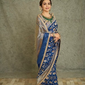Nita Ambani Banarasi Handloom Pure Katan Silk Saree | Handwoven Celebrity Inspired Banarasi Saree From The Master Weavers Of Banaras image 2