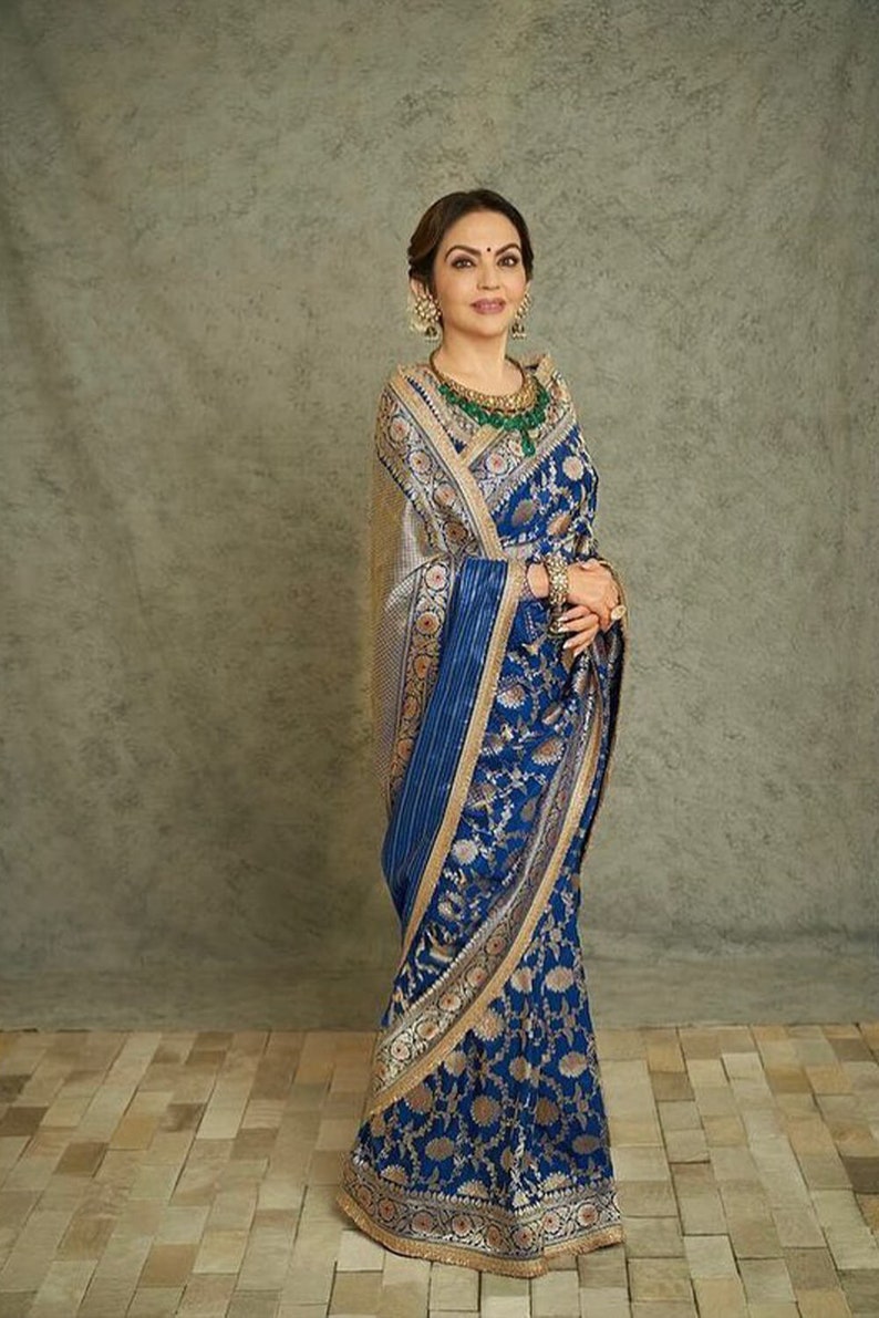 Nita Ambani Banarasi Handloom Pure Katan Silk Saree | Handwoven Celebrity Inspired Banarasi Saree From The Master Weavers Of Banaras image 2
