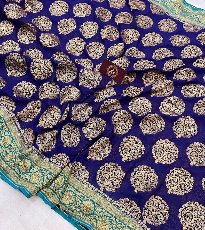 Indian Traditional Banarasi Saree in Semi Georgette Soft Silk - Etsy