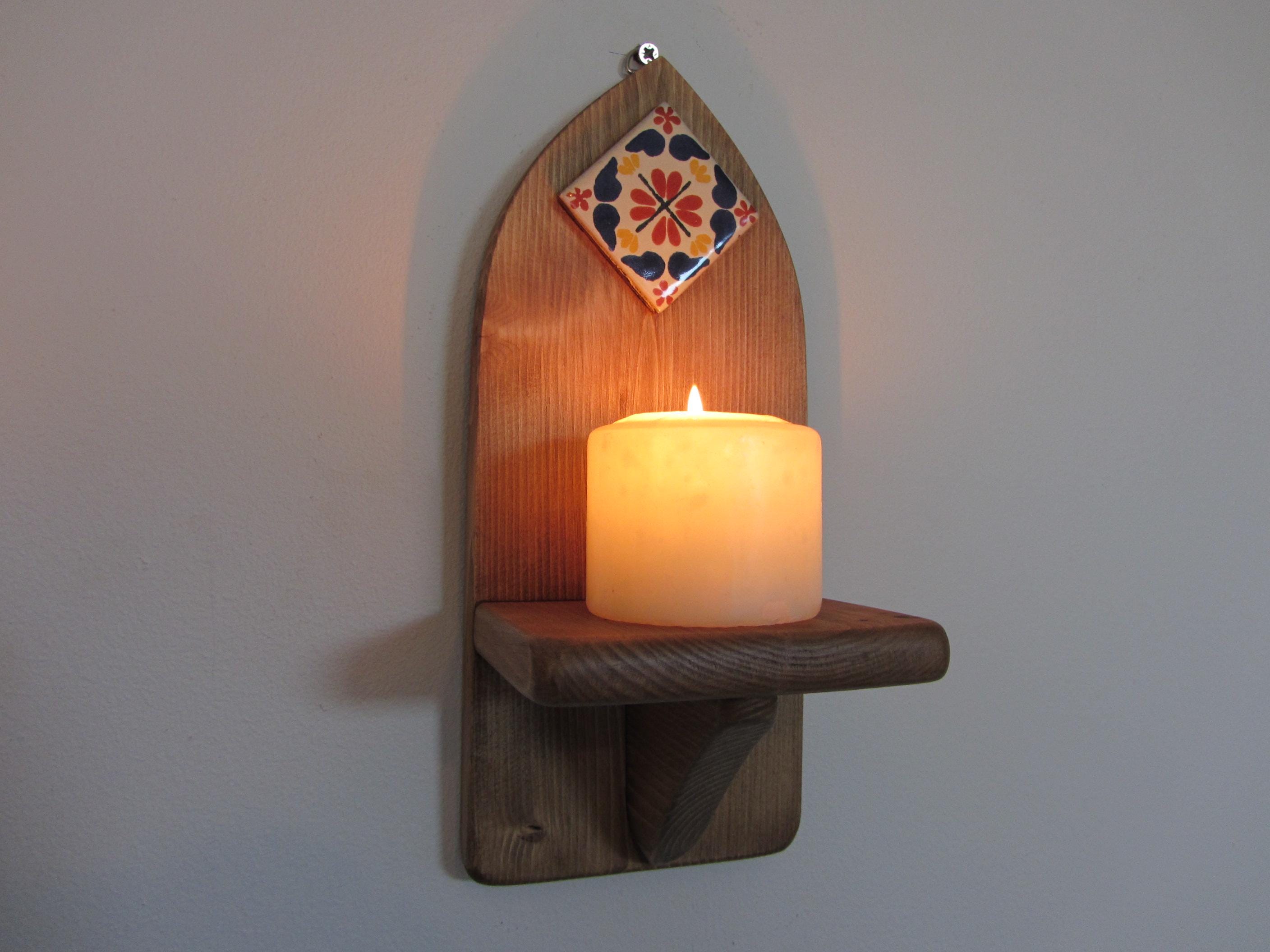 Mexican Style Wall Sconces: Reclaimed Wood & Terracotta Tile, Handmade