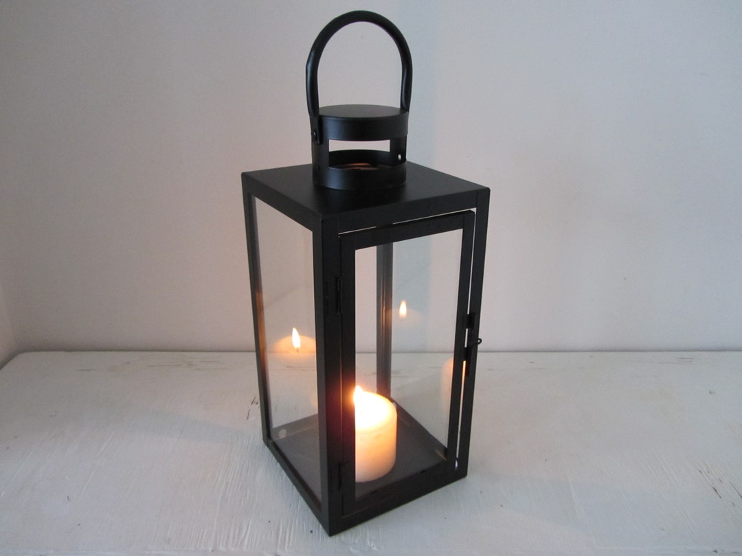 Large Chic Matte Black Candle Lantern Candle Holder Tea Light Holder