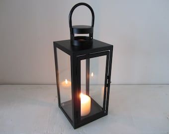 Large Chic Matte black candle lantern candle holder tea light holder lantern 34cm