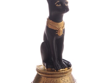 Ornement de liane d'Égypte, 14 cm, figurine de chat noir égyptien, collier de scarabée en or