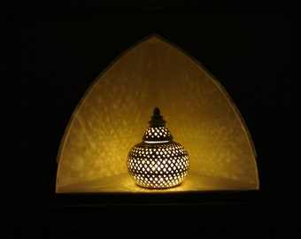 25cm Handmade Moroccan style Ivory Ceramic lantern candle holder Tea light holder