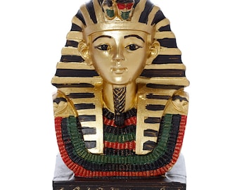 10 cm Buste égyptien Toutankhamon Figurine ornement Or Noir Rouge