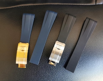 Correa curva de caucho FKM para Tudor Black Bay BB54 BB58 Pelagos (20/21/22 mm)