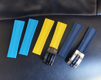 Correa de caucho FKM para relojes Breitling Navitimer, Avenger y Superocean (22 mm/24 mm)