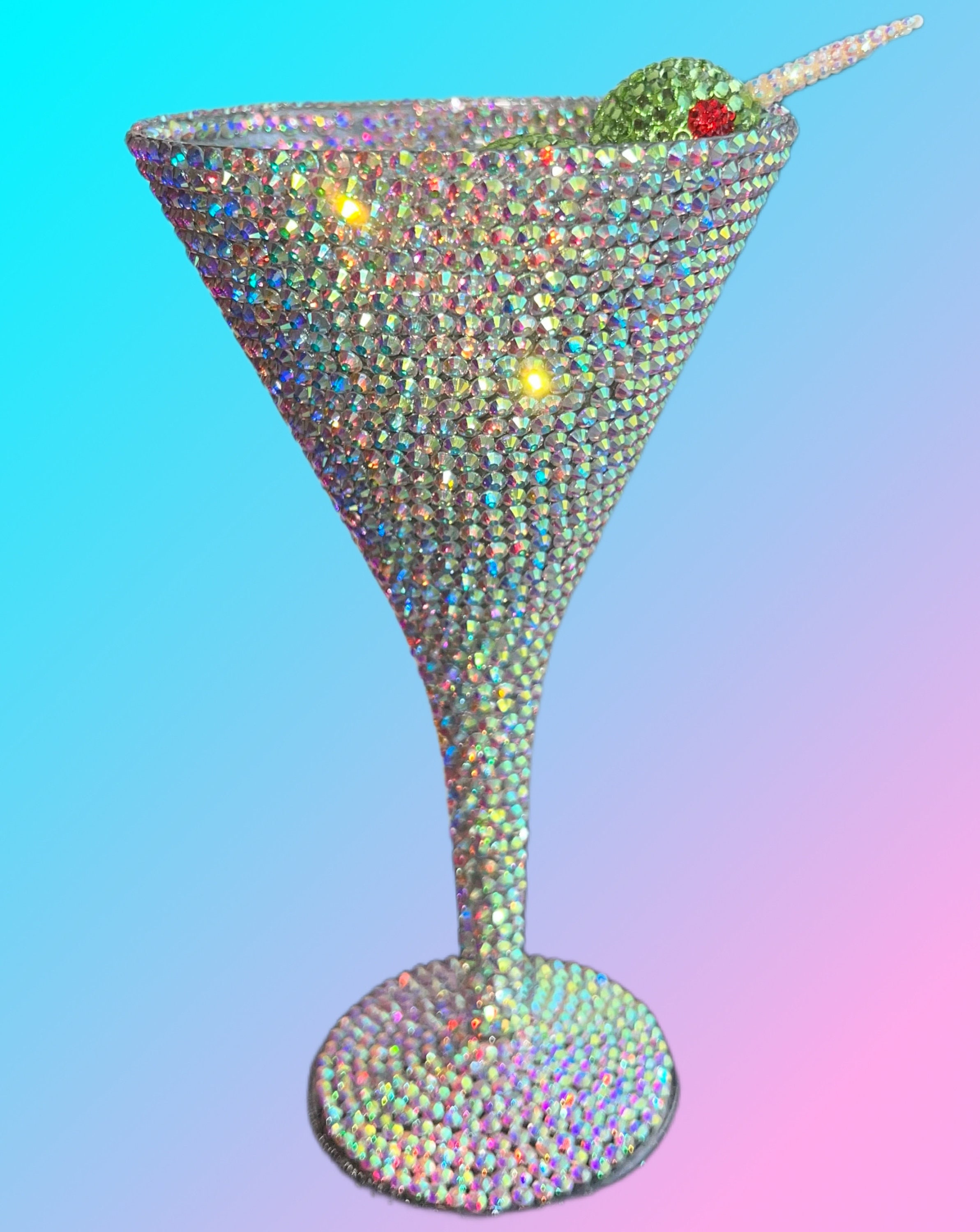 Stemless Clear Cocktail Martini Glass (Optional Personalized Crystal  Rhinestones)