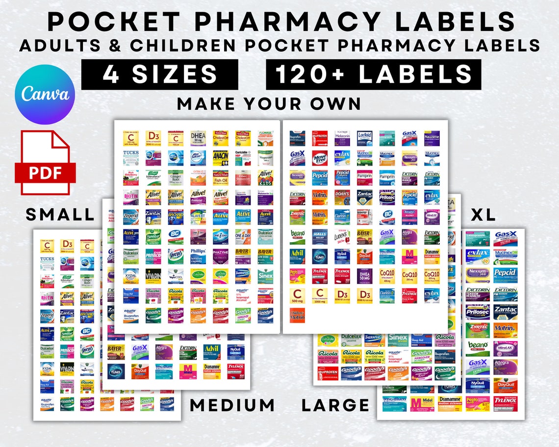 Pocket Pharmacy Labels Printable Pill Case Labels Travel - Etsy