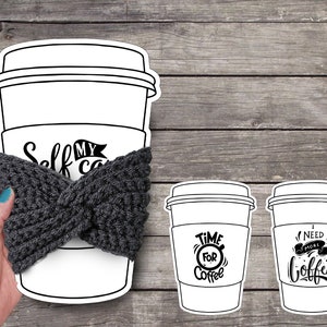 Cup Cozy Template, Cup Sleeve Template, Cup Cozy Display Card, Holder ...