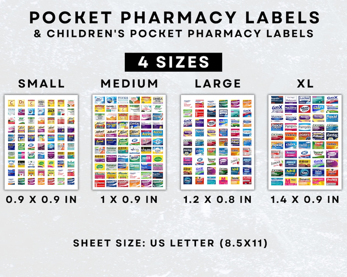 Pocket Pharmacy Labels Printable Pill Case Labels Travel Etsy