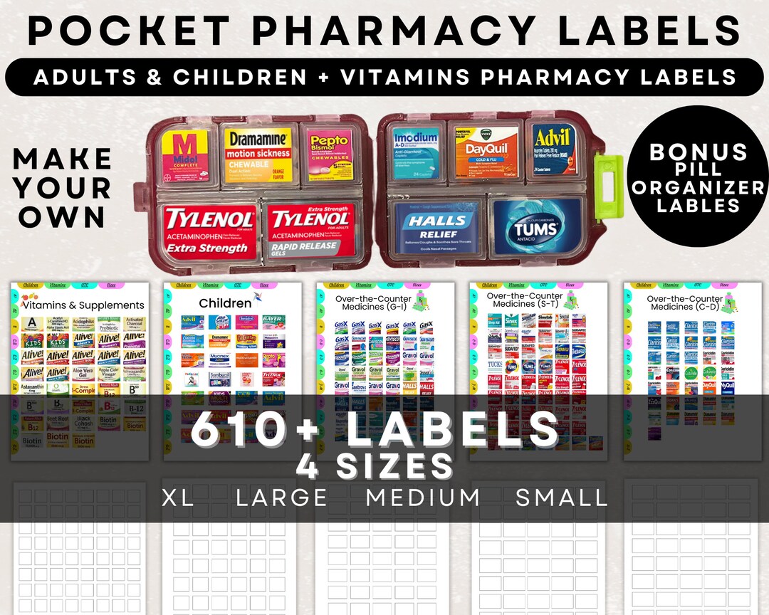 Pocket Pharmacy Labels Printable Pill Case Labels Travel Etsy