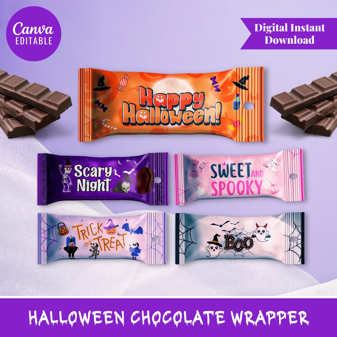Halloween Chocolate Wrapper Halloween Candy Bar Envoltura - Etsy