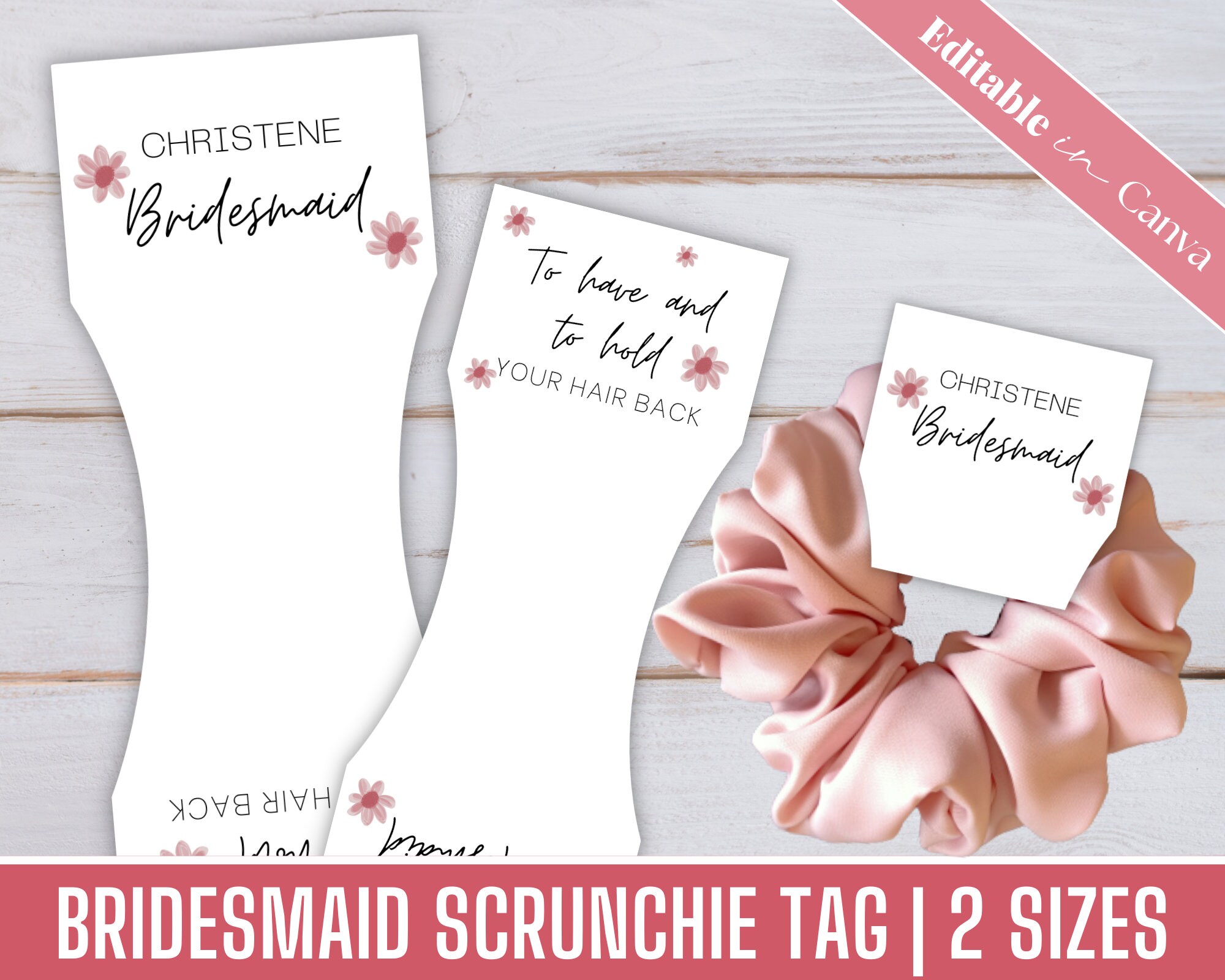 Printable Scrunchie Hang Tags Editable Scrunchie Tag Etsy