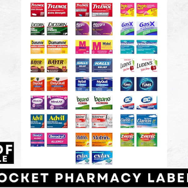 Pocket Pharmacy Labels, Printable Pill Case Labels, Travel Pill Organizer, Pill Labels, Make Your Own In Canva!, Digital Download