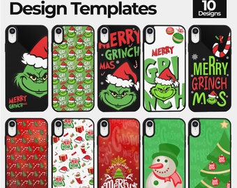 31 Christmas Phone Case Template With 10 Designs, Funny Phone Case Christmas Winter Cover fit for iPhone 15 Pro Max, 14 Plus, 13, 12, 11