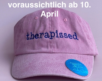 Gorra vintage bordada con letras azul marino: "therapissed" | rosa empolvado | gorra unisex estilo "dad hat" | gorra bordada | 100% algodón