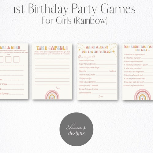 Girl First Birthday Party Games Bundle Printable Girls 1st - Etsy