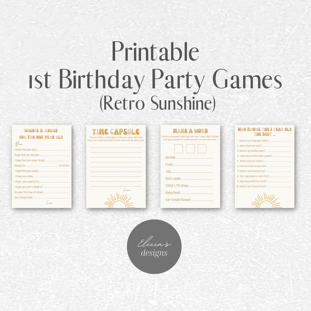 Printable 1st Birthday Party Games Retro Sunshine - Etsy