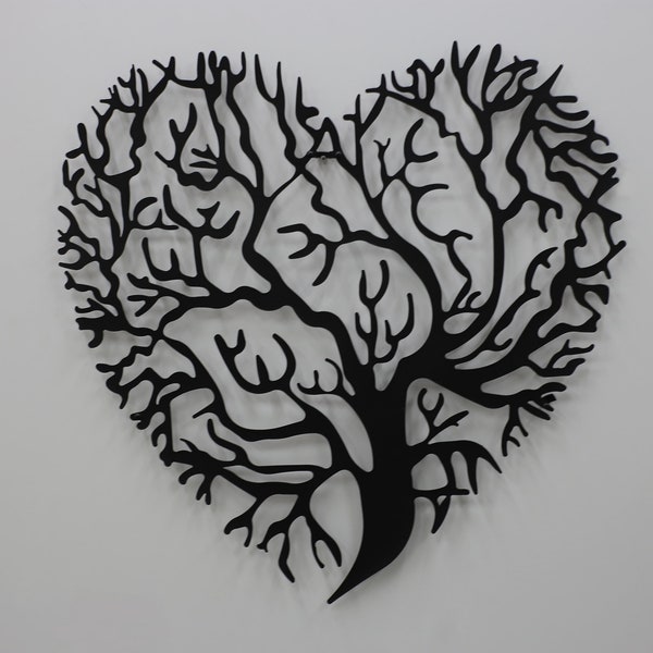 Tree of Life Heart Shaped - Steel Metal Wall Garden Art - Tree of Life Heart