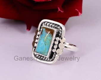Natural Turquoise Ring - 925 Sterling Silver - Handmade Turquoise Jewelry - Gift For Him