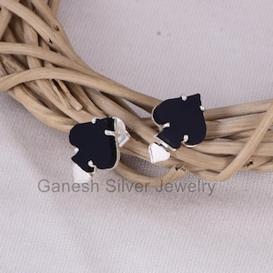 Schwarzer Onyx Spaten Ohrringe, Sterlingsilber Spaten Ohrstecker, Edelstein Schmuck, handgemachte Karte Anzug Schmuck, Geschenk für sie, Poker inspiriert Schmuck