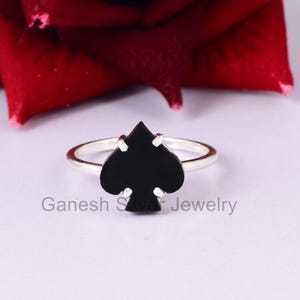 Pik As Ring - Feiner 925 Sterling Silber Ring - Statement Ring - Ace Spielkarte Ring - Herrenring - Geschenk Ring