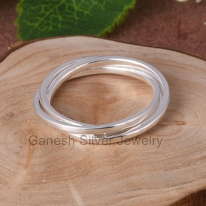 Three Rolling Ring, 925 Sterling Silver Rolling Ring, Triple Band Ring, Interlocking Silver Band, Minimalist Statement Ring, Gift for Her