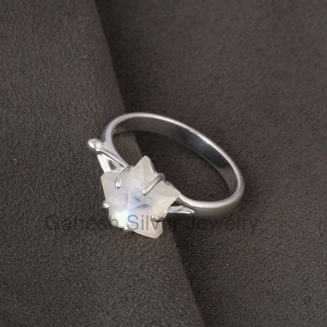 Natural Star Shaped Moonstone Ring, Fancy Star Shape Ring Natural Star Shaped Moonstone Ring, Fancy Star Shape Ring