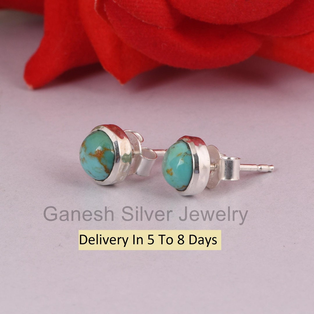 6mm Round Emerald Hexagon Minimal Stud Earrings In 925 Sterling Silver, Minimalist Delicate Jewelry 2850222509155