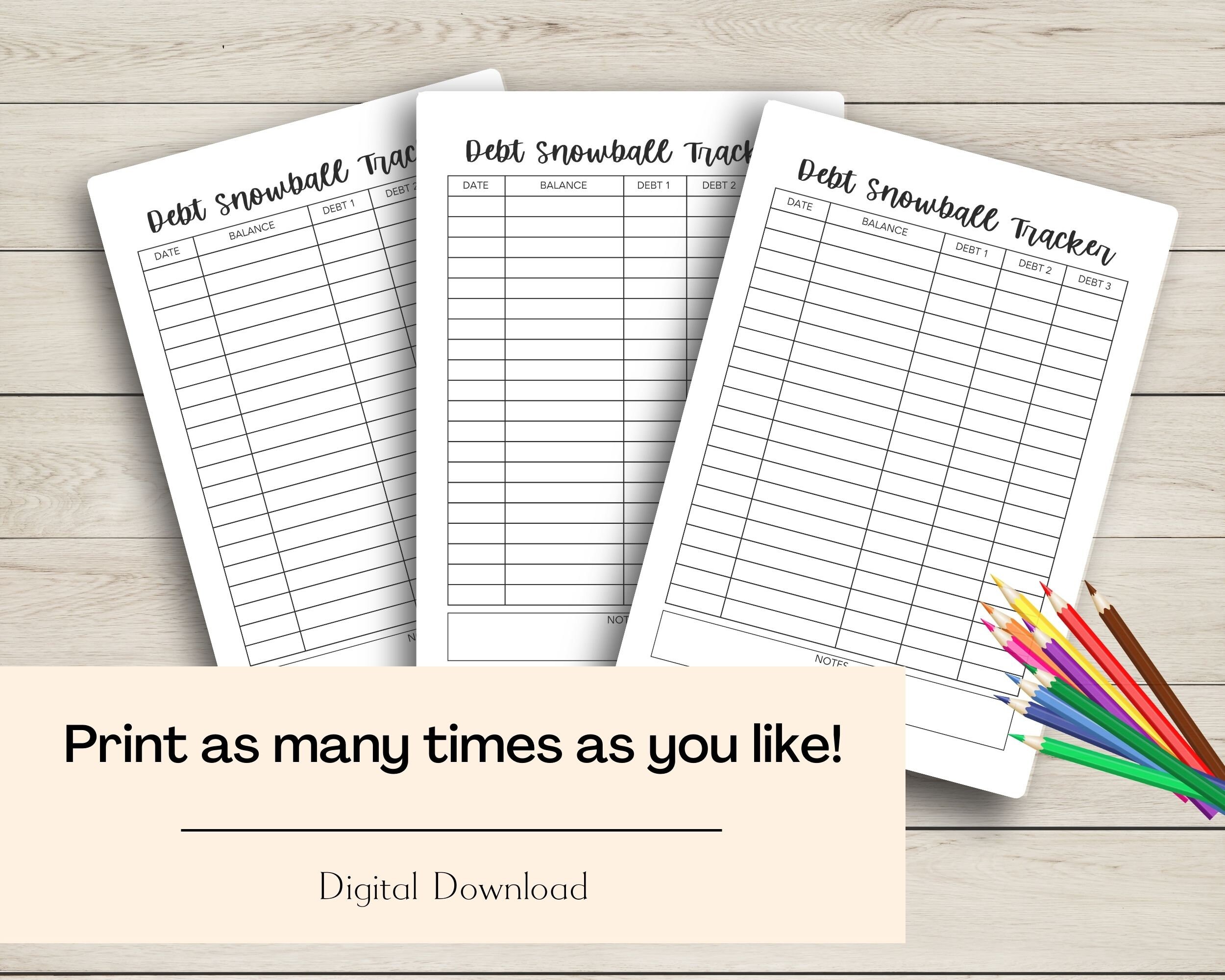 Debt Snowball Tracker Printable A4, A5, US Letter &amp; Half Letter Sizes ...
