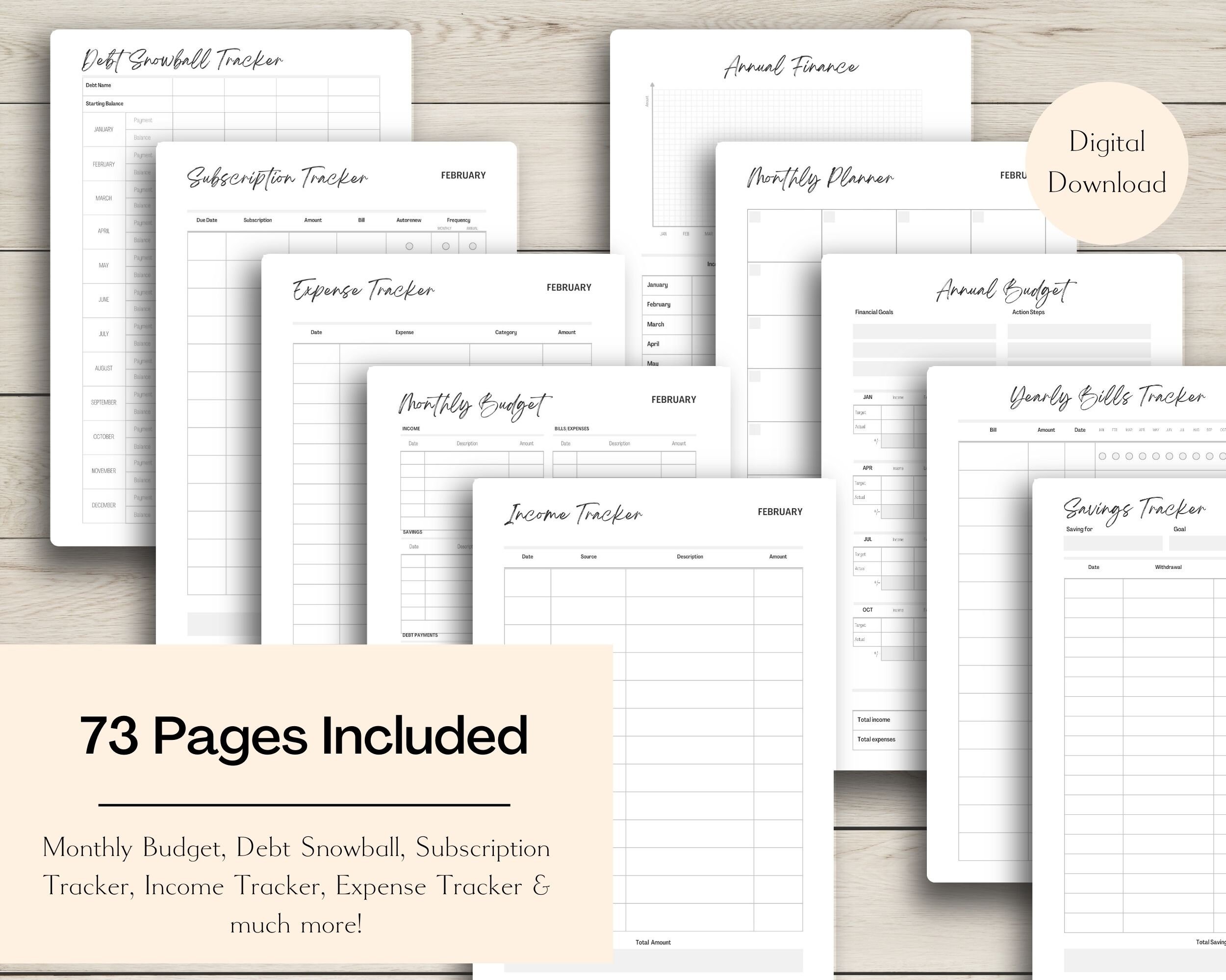 Minimal Budget Planner Printable 73 Pages A4 A5 US Letter - Etsy