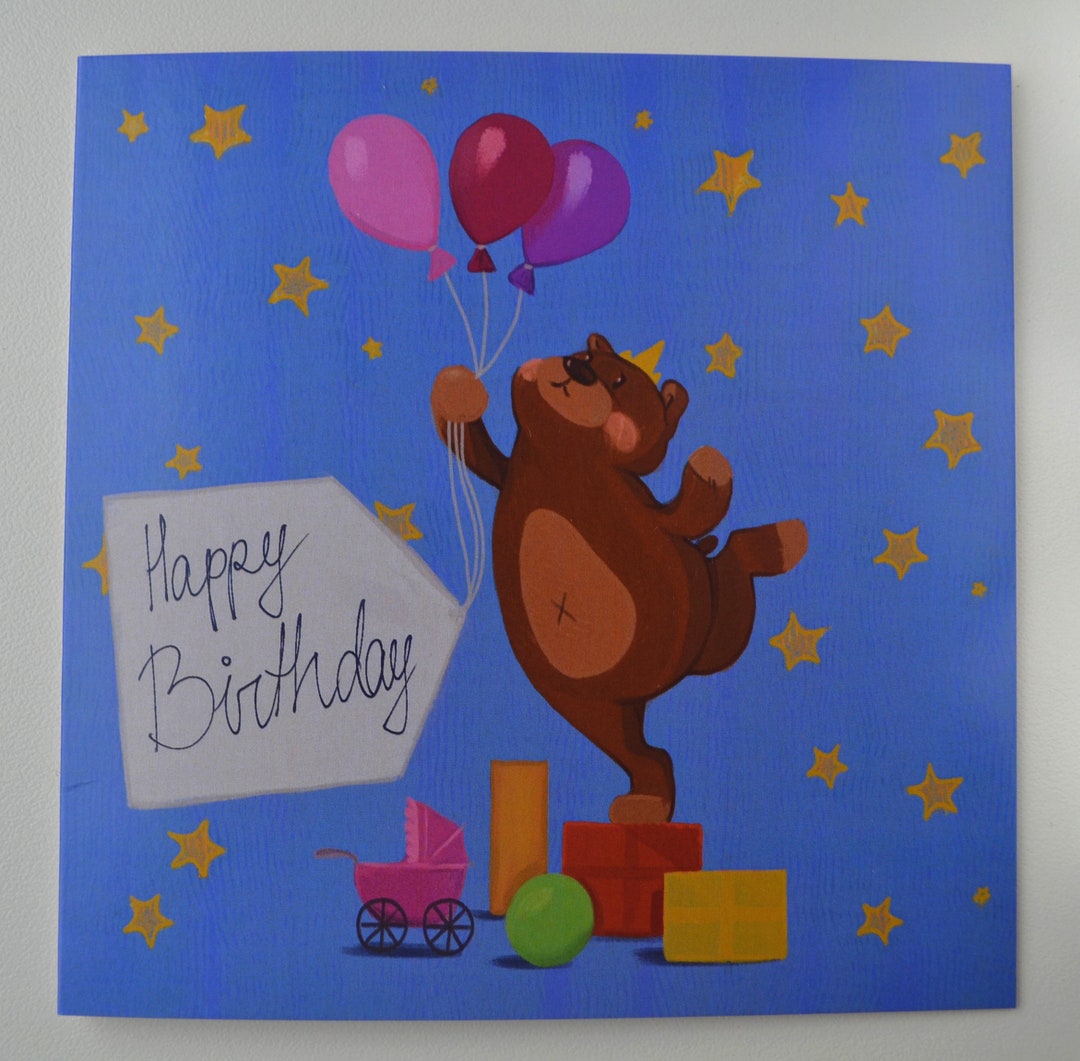 Baby Girl Card, Birthday Card, Daughter Birthday Card, Teddy Bear, Baby