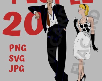 Retro People clipart -People PNG -  Vintage People Sublimation designs - People Digital Download - 20 People SVG Vector - Commercial use