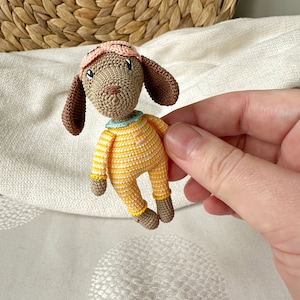 Miniature Dog with Pyjamas handmade crochet puppy gift