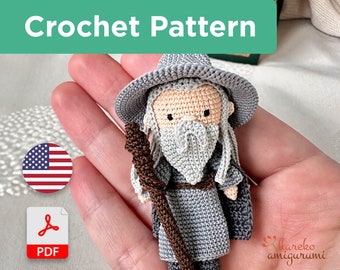 PATTERN - Grey Wizard inspired crochet pattern miniature crochet pattern tutorial