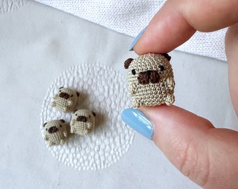 Miniature Pug crochet handmade microtoy
