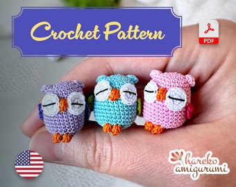 PATTERN - Muffin the Owl no-sew crochet pattern/tutorial microcrochet miniature amigurumi microtoy