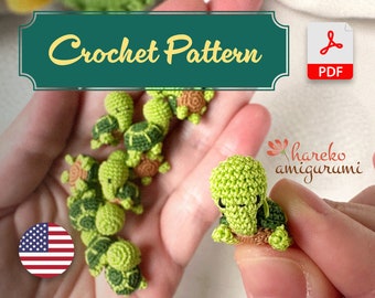 MUSTER - Tortilla die Schildkröte Häkelanleitung/Tutorial Mikrohäkeln Miniatur Amigurumi Mikrospielzeug