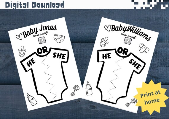 PERSONALISED Gender Reveal Colouring Sheet printable PDF - Etsy