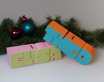 Personalized money box with name – Two-tone 3D-printed money box – Gift for birth, baptism or birthday