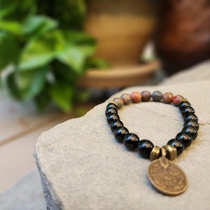 Artistic Jasper & Obsidian Bead Bracelet - Mystical and Grounding Handcrafted Jewelry by TheBlueLotusStudio