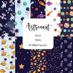 Astronaut digital paper | 12x12 digital paper | Astronaut theme | Space digital paper
