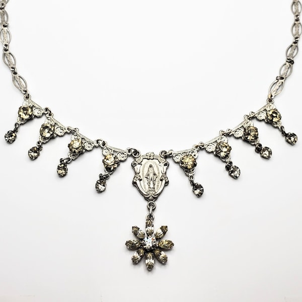 THE FAIRYTALE - Necklace, Vintage, Handmade, Artisanal, Repurposed, Assemblage, Unique, Gorgeous, Bridal, Wedding, Flower, Religious Medal