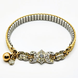 New! THE COMMITMENT - Bracelet, Vintage, Handmade, Artisanal, Repurposed, Assemblage, Unique, Mother's Day, Bride, Watchband, Rhinestone