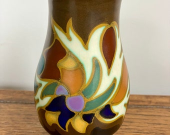 Vase en poterie Gouda Zenith - décor Percy - années 1920