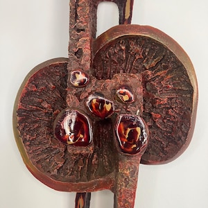 Red version - ARS MUNDA - Midcentury Modernist Brutalist Wall Sculpture